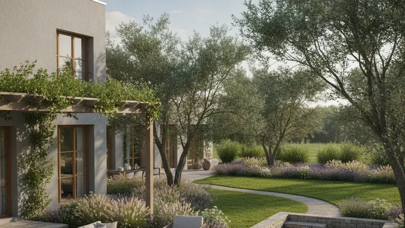 Aménagement paysager d'un jardin en pente avec terrassement